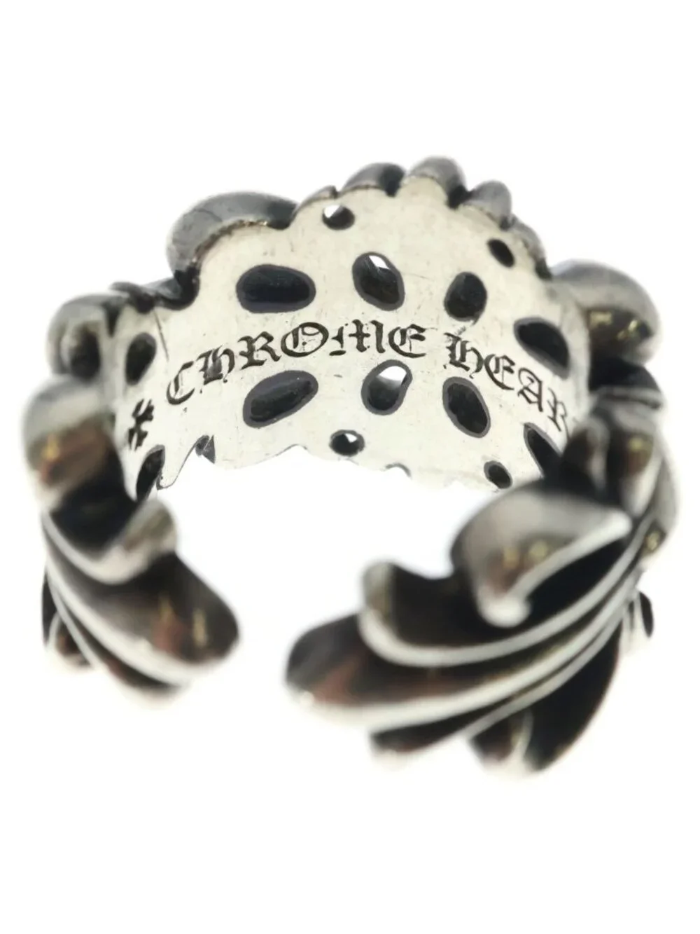 Chrome Hearts Dbl Flrl Double Floral Cross Ring Silver
